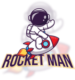 Illustration of a man on a Rocket
