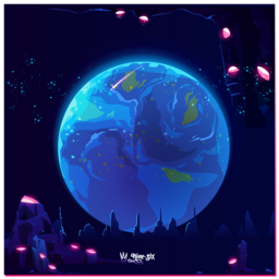 A curated illustration with a theme of outer earth