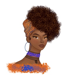African woman tying head wrap